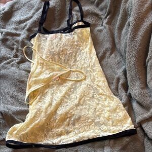 Elegant Lace Chemise and Thong Set in Cream